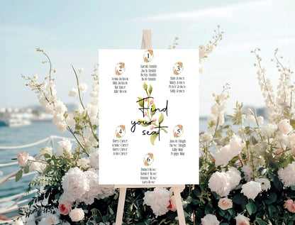 Pink Rose Table Plan Wedding Sign