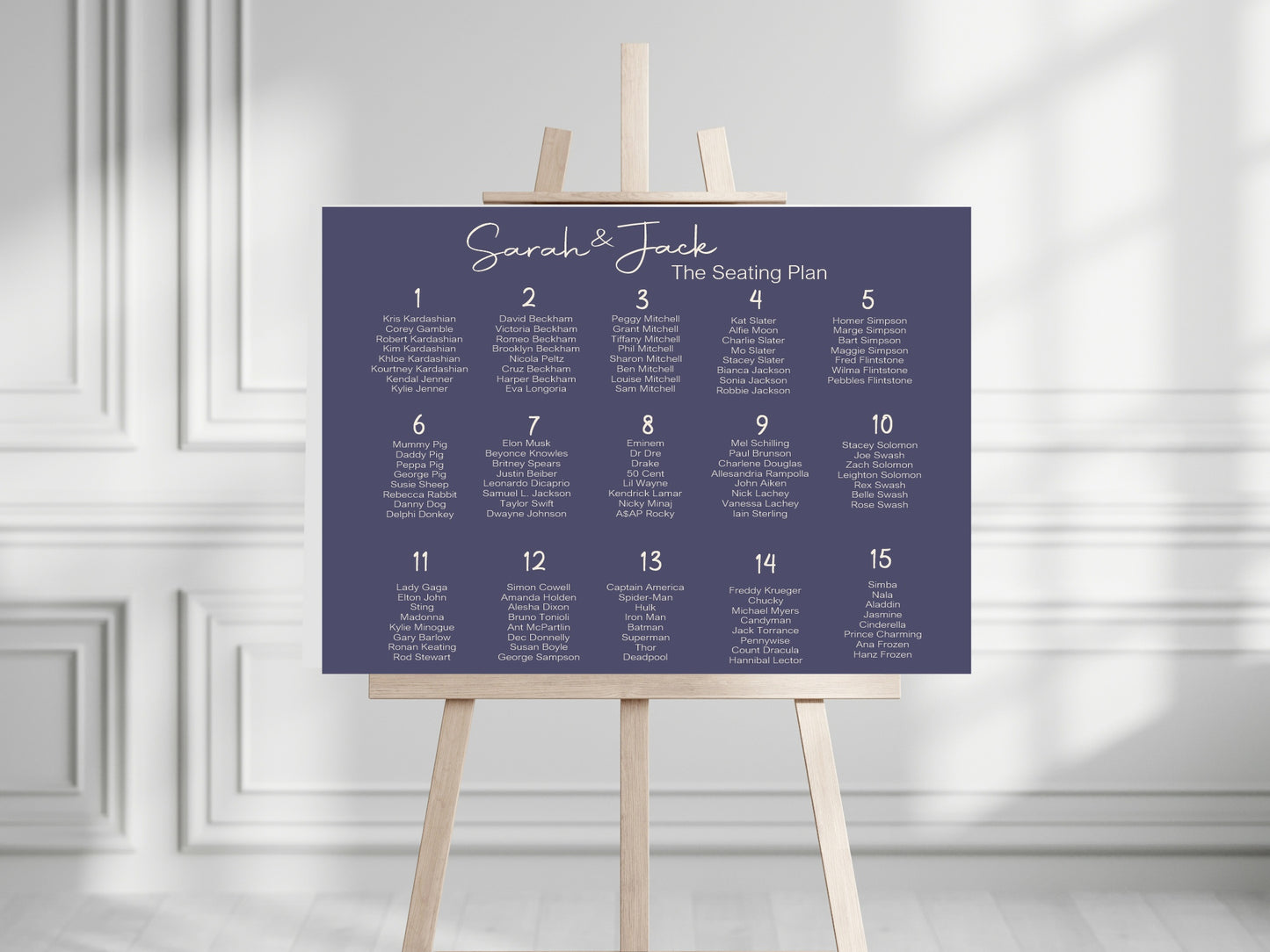 Sapphire Table Plan Wedding Party Sign