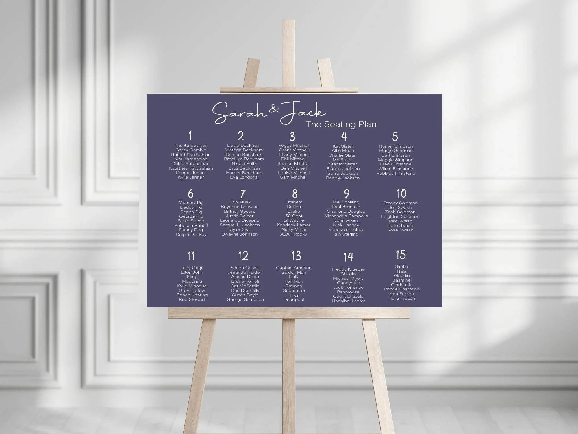 Sapphire Table Plan Wedding Party Sign - Larosier Prints
