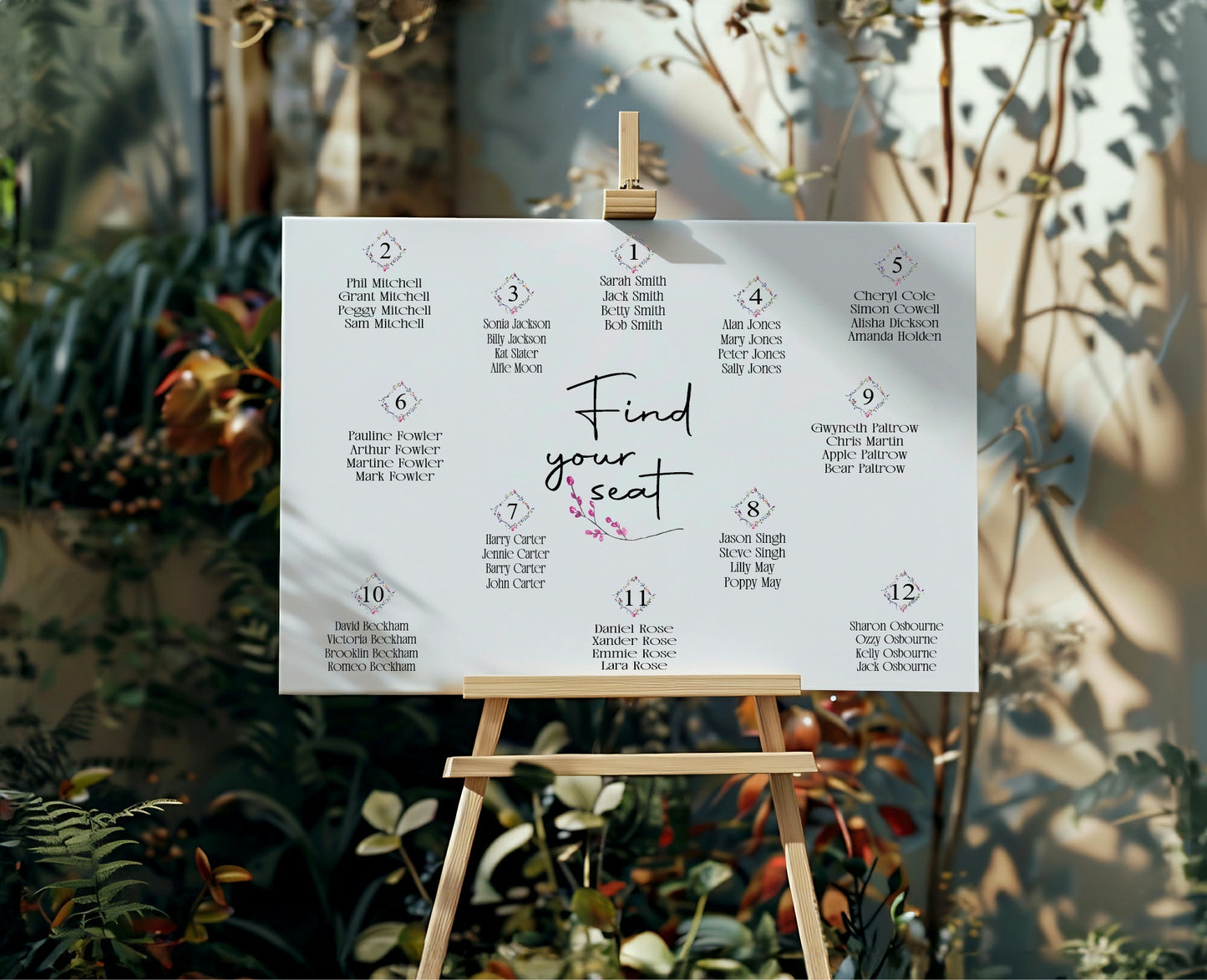 Wild Flowers Table Plan Wedding Sign