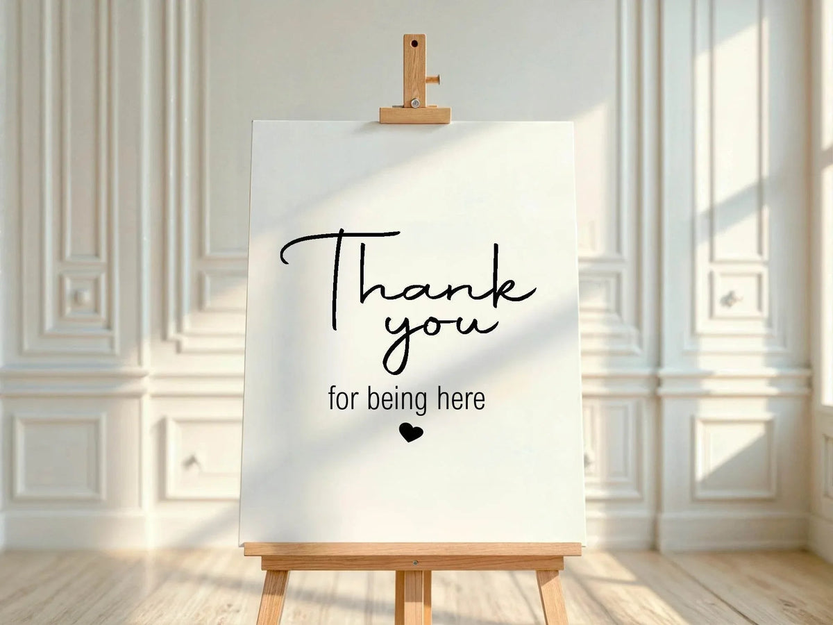 Minimalist custom birthday party sign wording example: Thank You