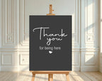 Minimalist Noir custom birthday party sign wording example: Thank You