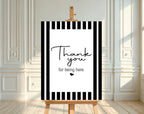 Black & White Stripe Thank You Birthday Party Sign - Larosier Prints