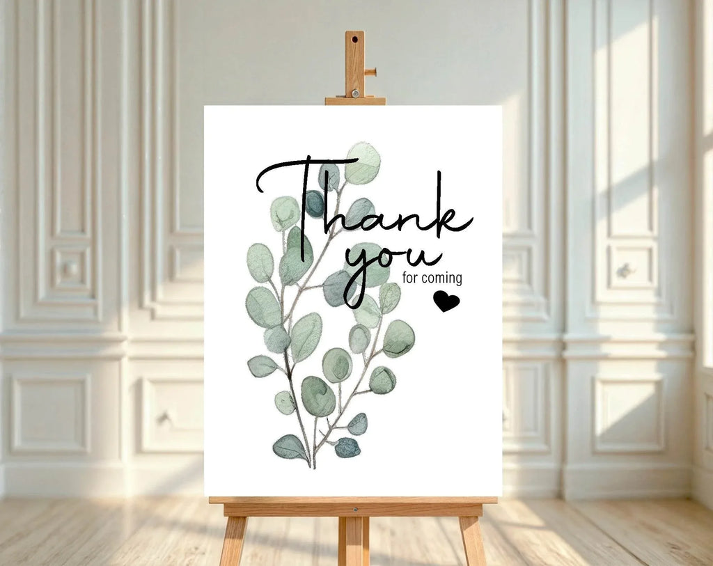 Eucalyptus Thank You Birthday Party Sign - Larosier Prints