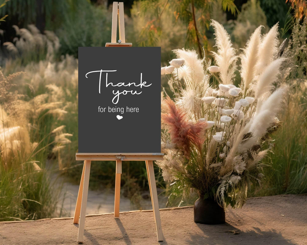 Minimalist Noir Thank You Birthday Party Sign - Larosier Prints
