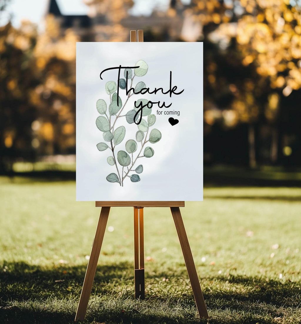 Eucalyptus Thank You Birthday Party Sign - Larosier Prints