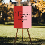 Red & Pink custom birthday party sign wording example: Thank You