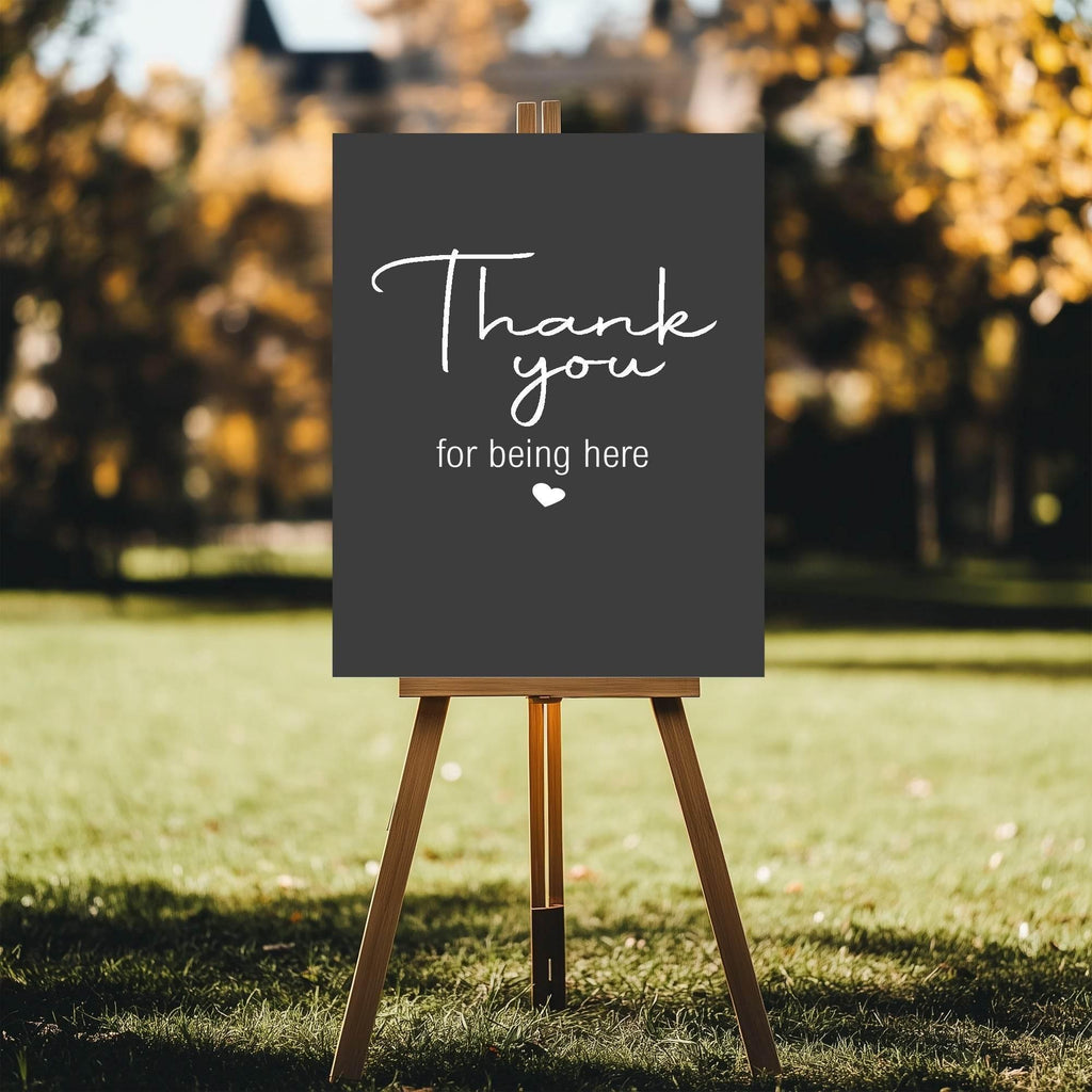 Minimalist Noir Thank You Birthday Party Sign - Larosier Prints