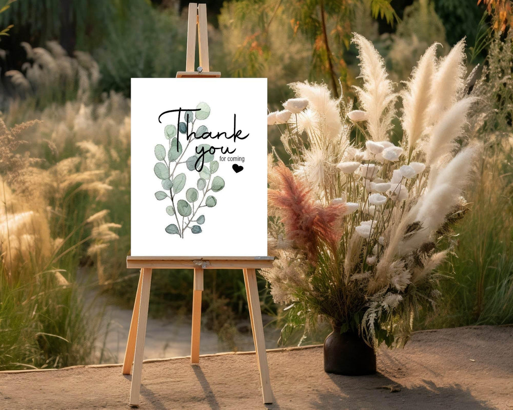 Eucalyptus Thank You Birthday Party Sign - Larosier Prints