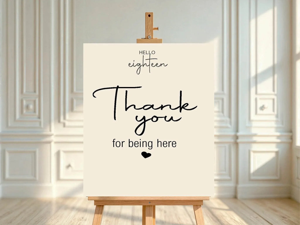 Hello Age Thank You Birthday Party Sign - Larosier Prints