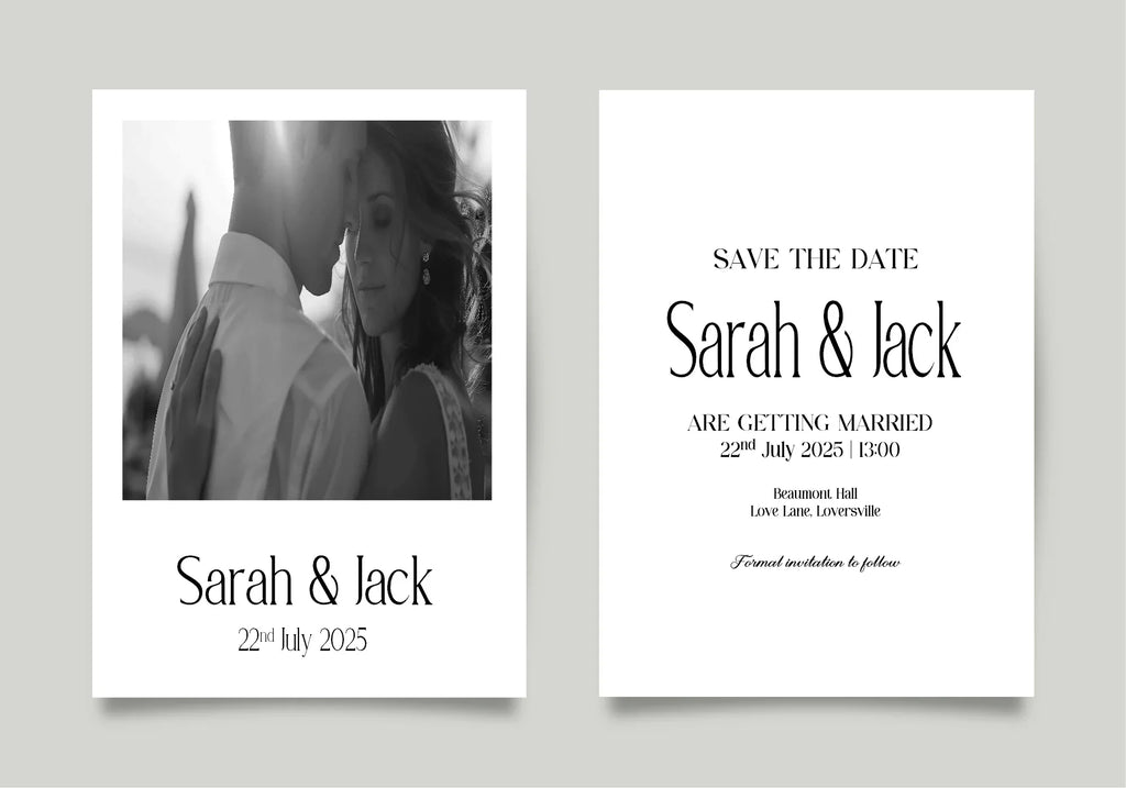 White Photo Save The Date Wedding Party Cards & Envelopes | Pack of 10 Double Sided - Larosier Prints
