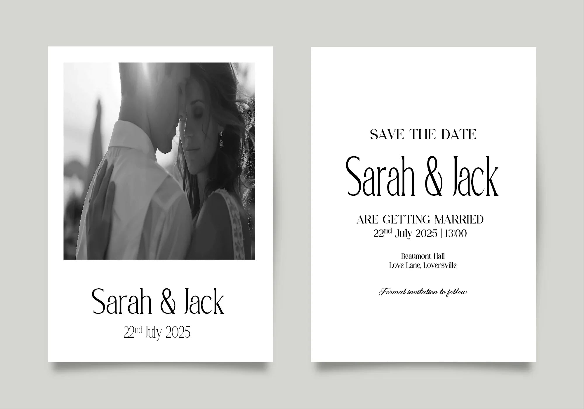 White Photo Save The Date Wedding Party Cards & Envelopes | Pack of 10 Double Sided - Larosier Prints