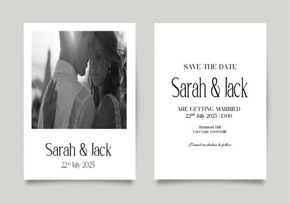 White Photo Save The Date Wedding Party Cards & Envelopes | Pack of 10 Double Sided