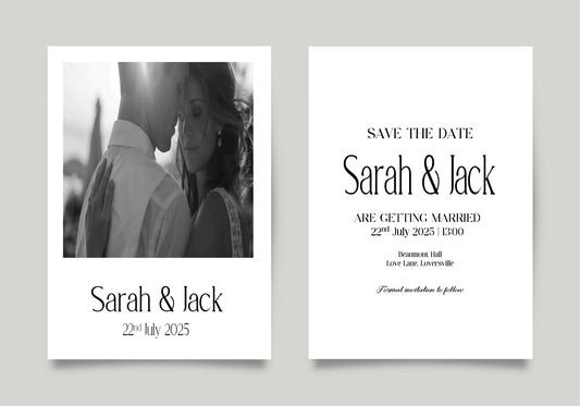 White Photo Save The Date Wedding Party Cards & Envelopes | Pack of 10 Double Sided