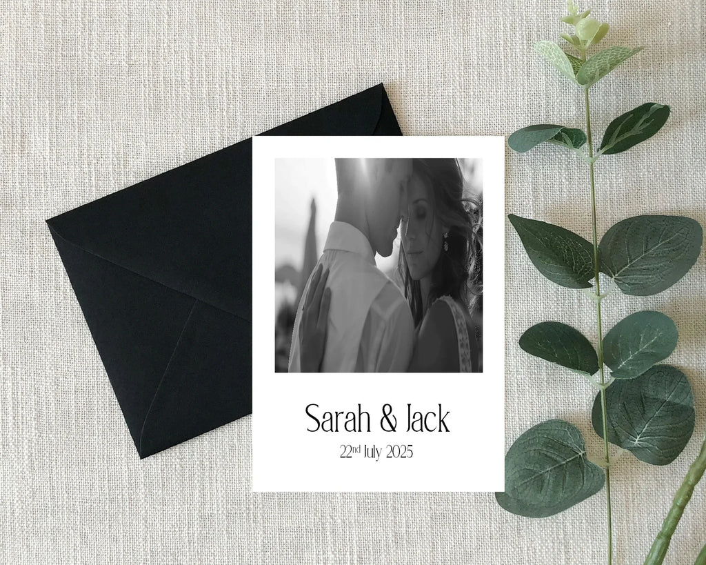White Photo Save The Date Wedding Party Cards & Envelopes | Pack of 10 Double Sided - Larosier Prints