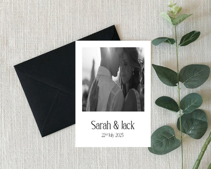 White Photo Save The Date Wedding Party Cards & Envelopes | Pack of 10 Double Sided