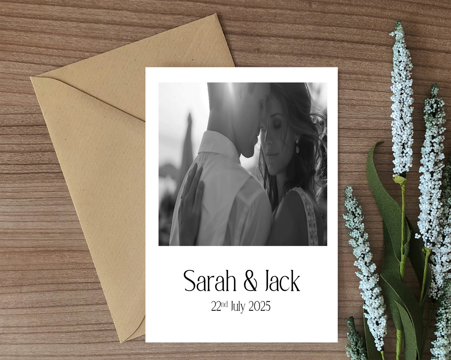 White Photo Save The Date Wedding Party Cards & Envelopes | Pack of 10 Double Sided