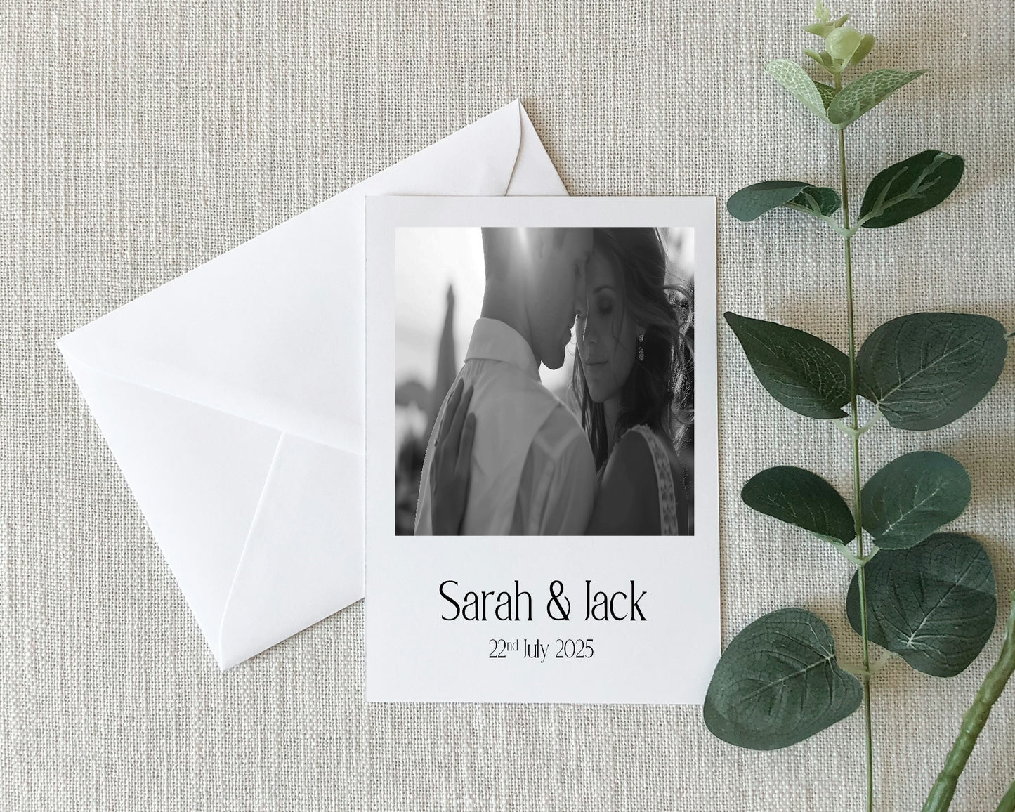 White Photo Save The Date Wedding Party Cards & Envelopes | Pack of 10 Double Sided