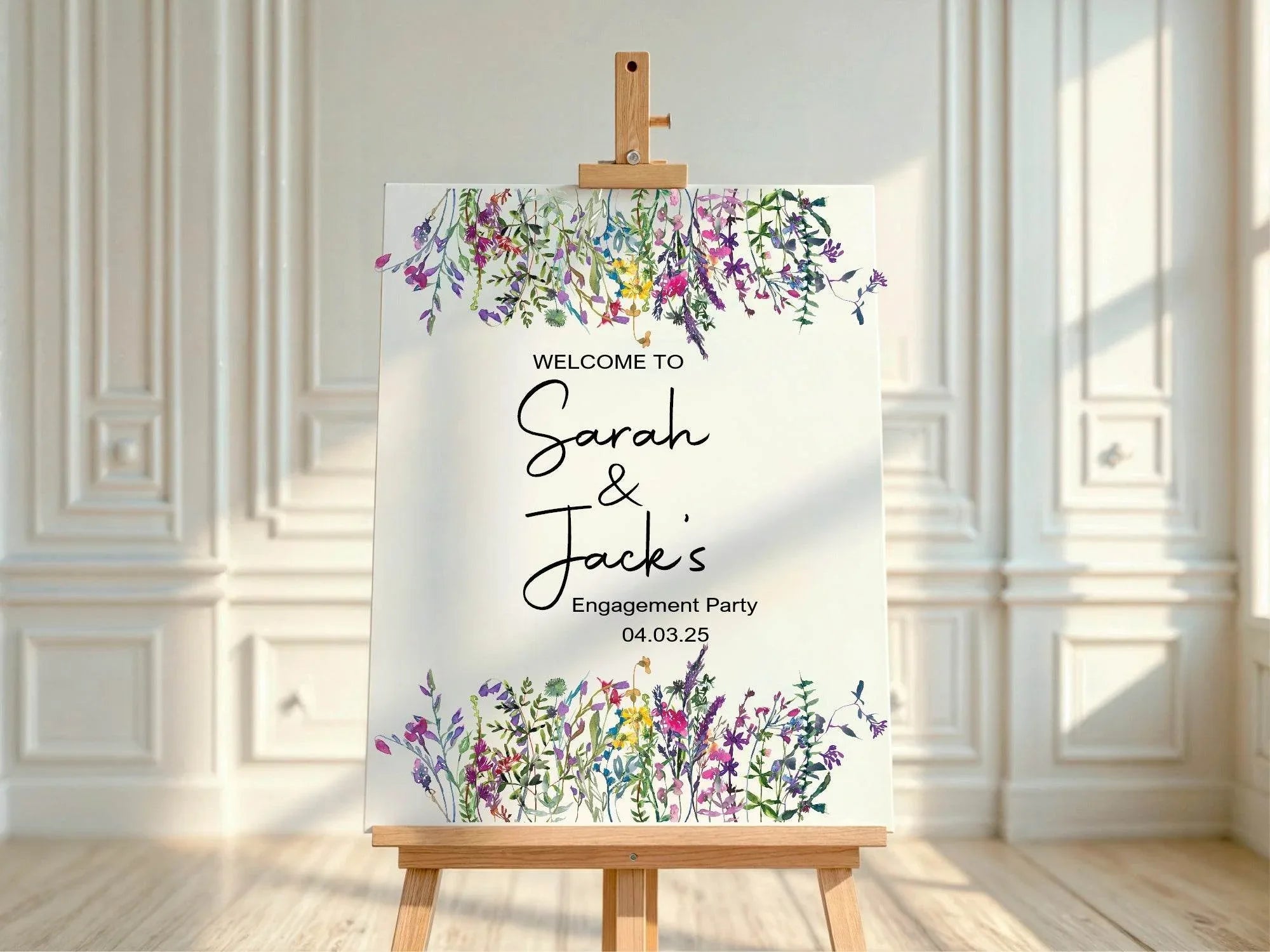 Wild Flowers Engagement Welcome Party Sign - Larosier Prints