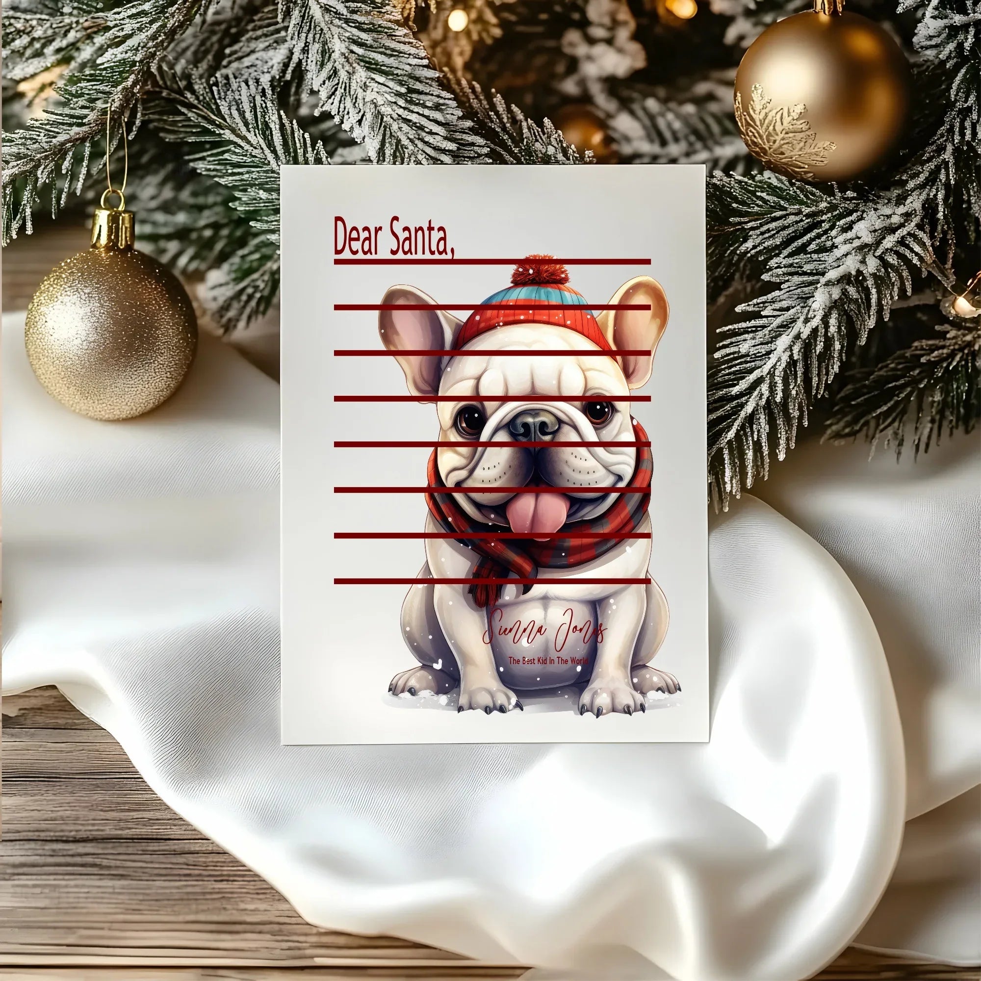 Christmas French Bulldog Letter to Santa Kit inc Personalised Forever Print - Larosier Prints