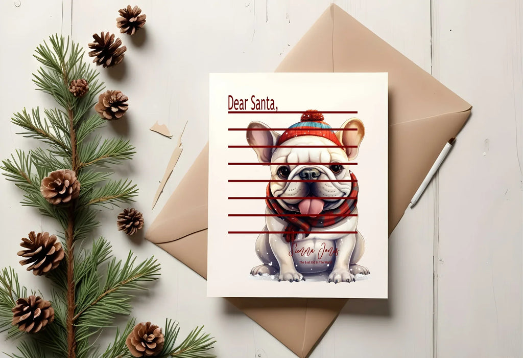Christmas French Bulldog Letter to Santa Kit inc Personalised Forever Print - Larosier Prints