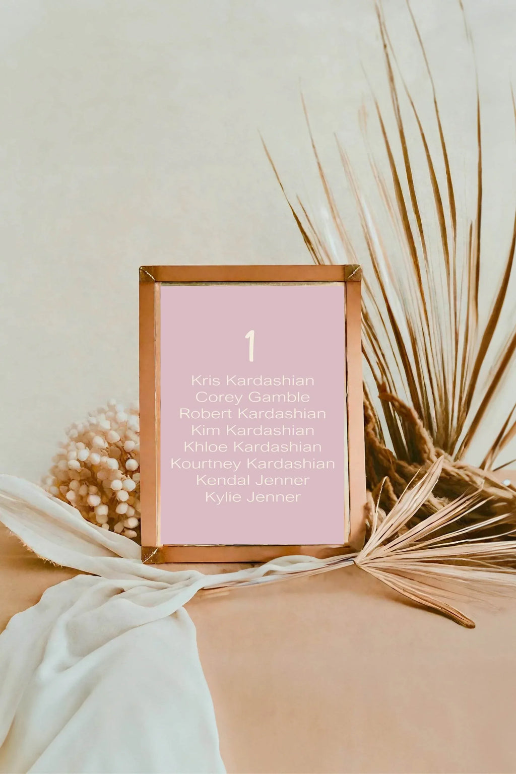 Dusky Pink Individual Table Plan Party Sign - Larosier Prints