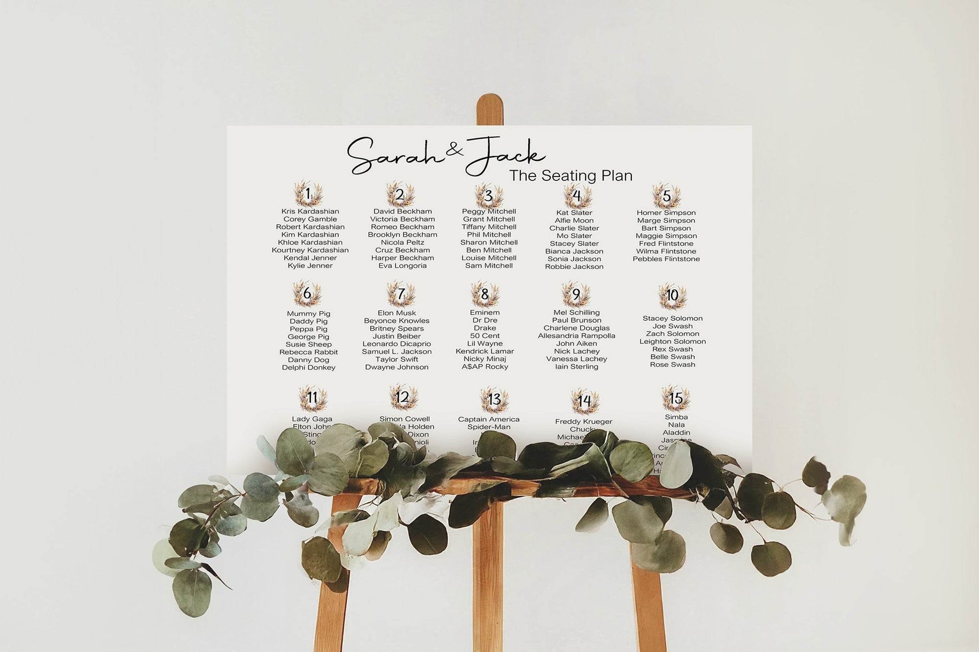 Boho Table Plan Wedding Party Sign