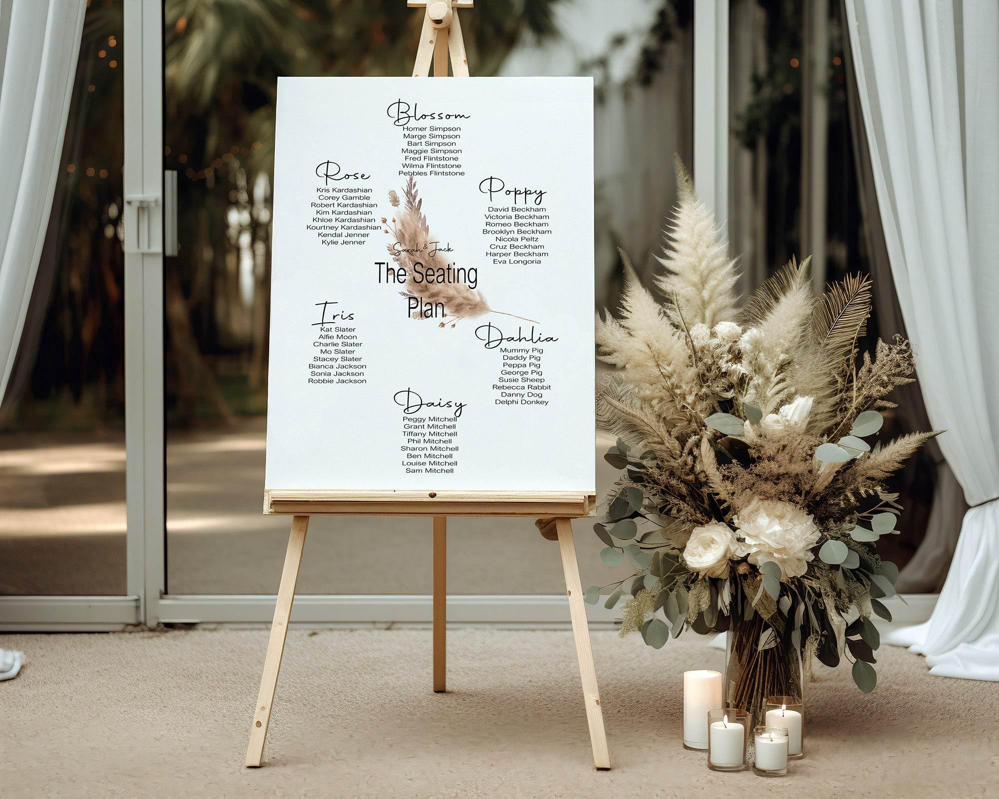 Boho Table Plan Wedding Party Sign - Larosier Prints