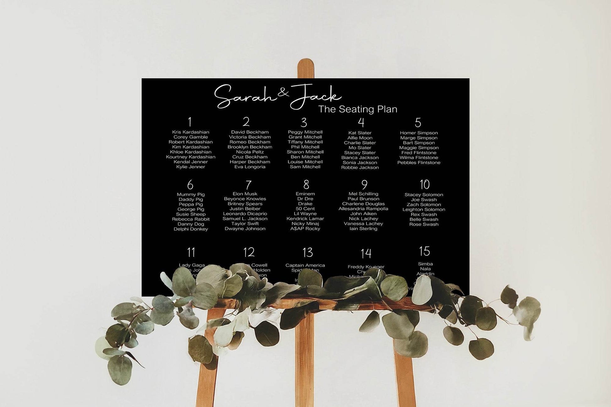 Black & White Stripe Table Plan Wedding Party Sign | Black or White Background