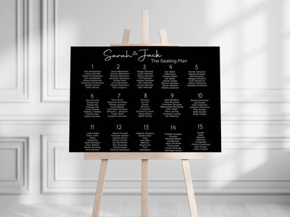 Black & White Stripe Table Plan Wedding Party Sign | Black or White Background