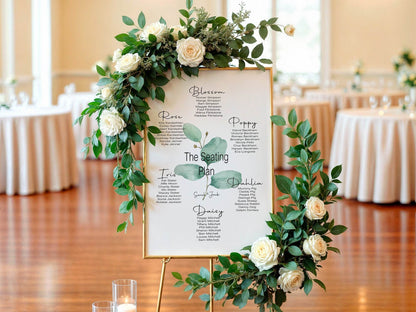 Eucalyptus Table Plan Wedding Party Sign