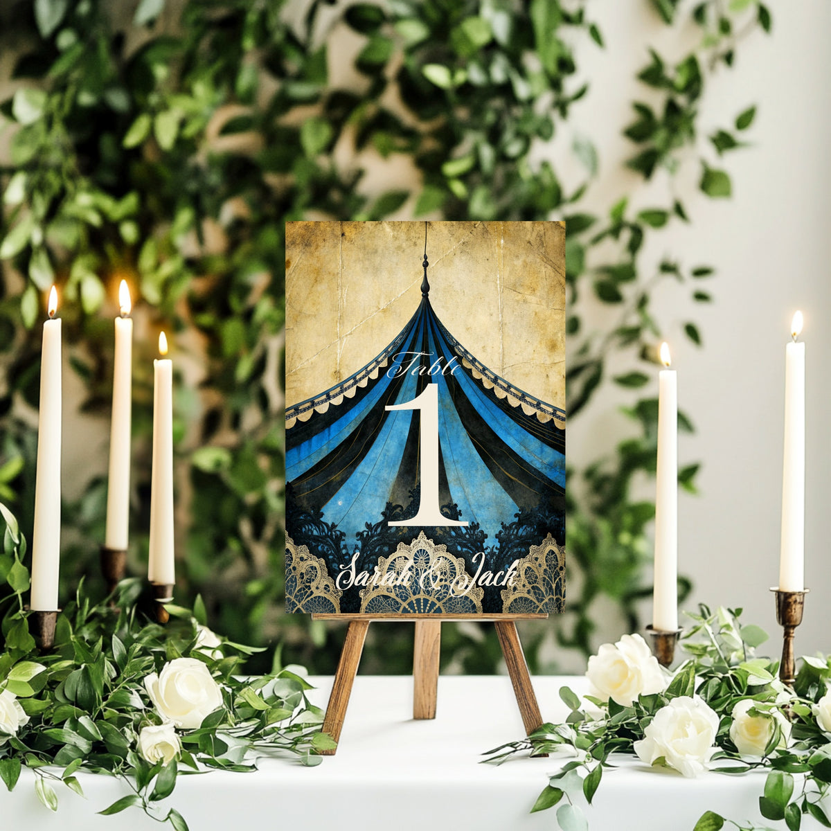 Gothic Circus Table Names & Numbers wedding design