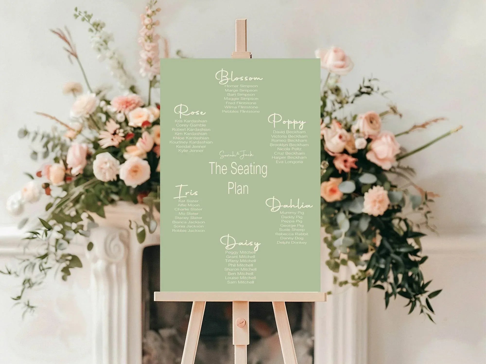 Willow Table Plan Wedding Party Sign - Larosier Prints