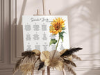 Sunflower Table Plan Wedding Party Sign - Larosier Prints