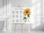 Sunflower Table Plan Wedding Party Sign - Larosier Prints