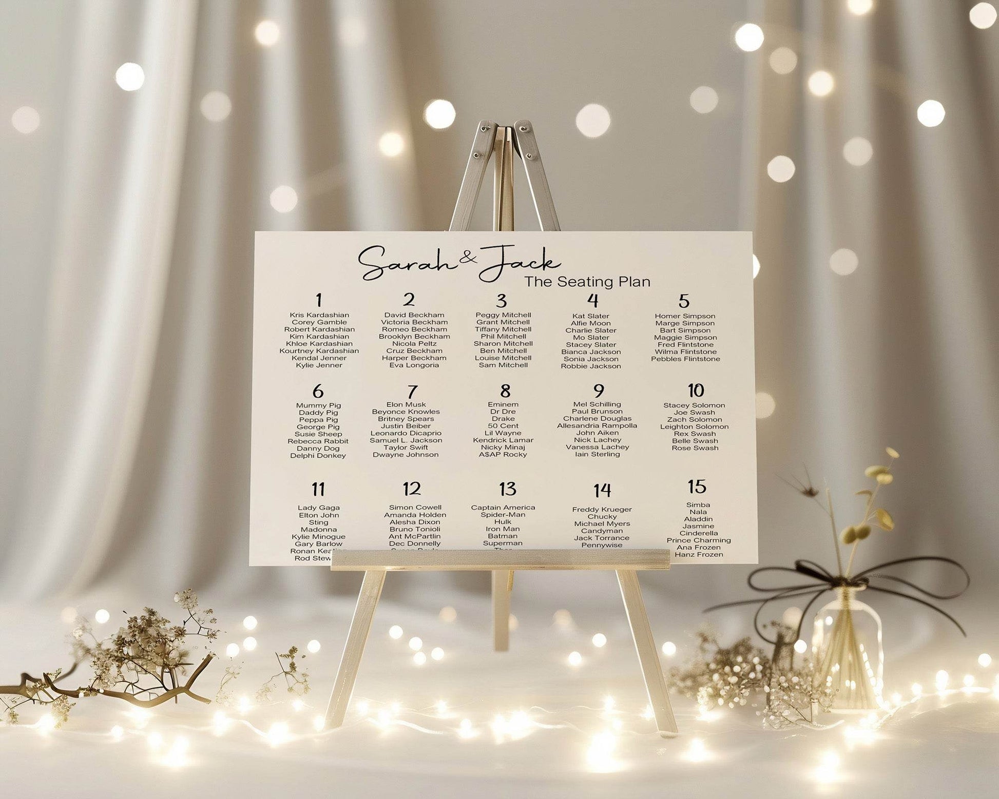 Black & White Stripe Table Plan Wedding Party Sign | Black or White Background