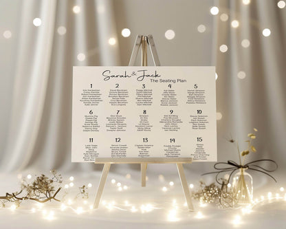 Black & White Stripe Table Plan Wedding Party Sign | Black or White Background
