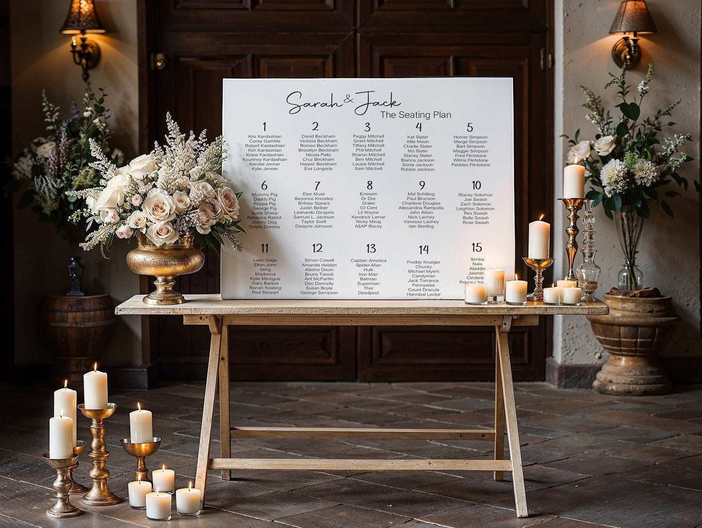 Black & White Stripe Table Plan Wedding Party Sign | Black or White Background
