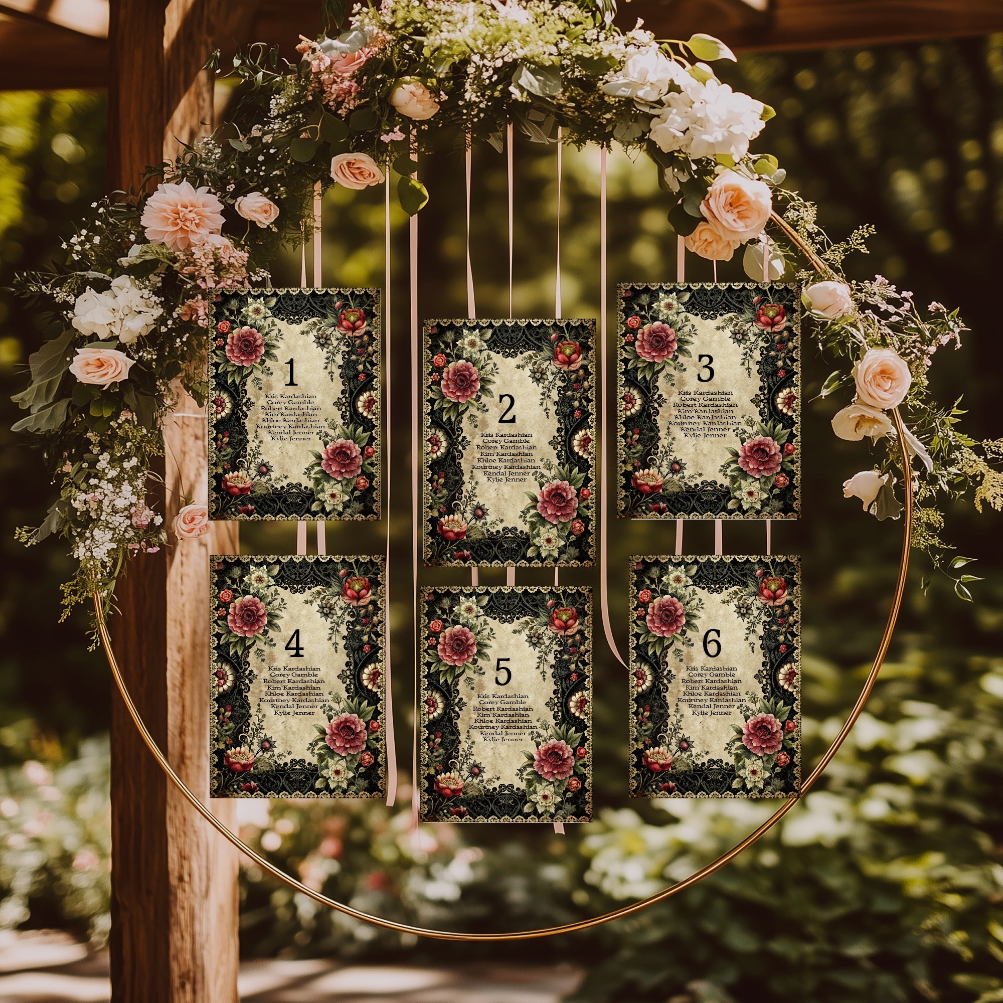 Gothic Floral Romantic Literature Wedding Open Seating Sign