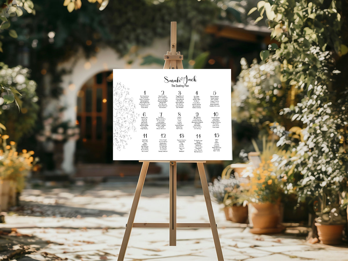 Black & White Floral Complete Wedding Sign Bundle