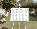 Green & White Rose Table Plan Wedding Party Sign - Larosier Prints