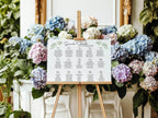 Green & White Rose Table Plan Wedding Party Sign - Larosier Prints