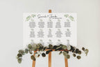 Green & White Rose Table Plan Wedding Party Sign - Larosier Prints