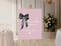 Bows Thank You Birthday Party Sign | Pink & Black - Larosier Prints