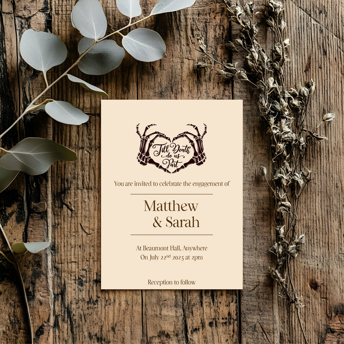 The Lovers Tarot Personalised Engagement Party Invitations | Beige, White or Charcoal