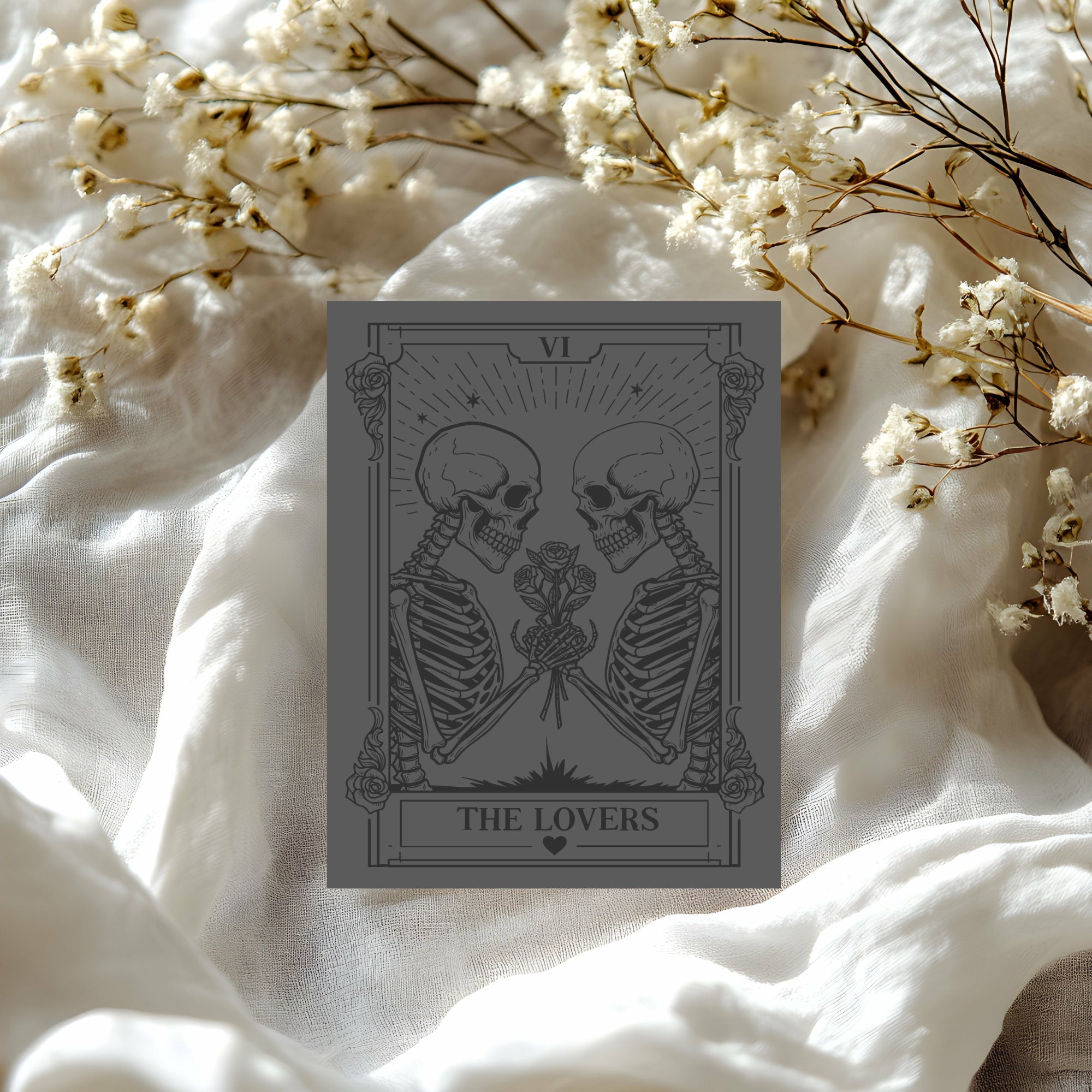 The Lovers Tarot Personalised Engagement Party Invitations | Beige, White or Charcoal