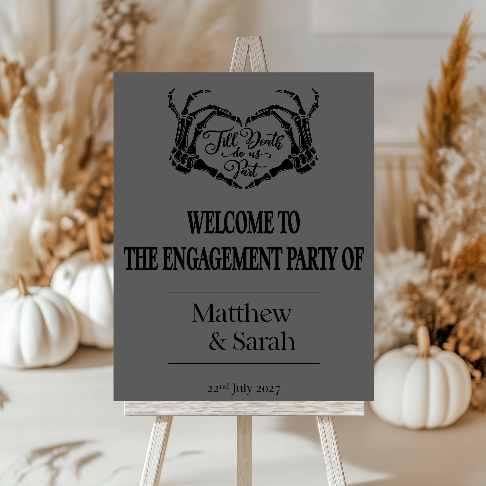 The Lovers Tarot Personalised Engagement Welcome Sign | Beige, White or Charcoal
