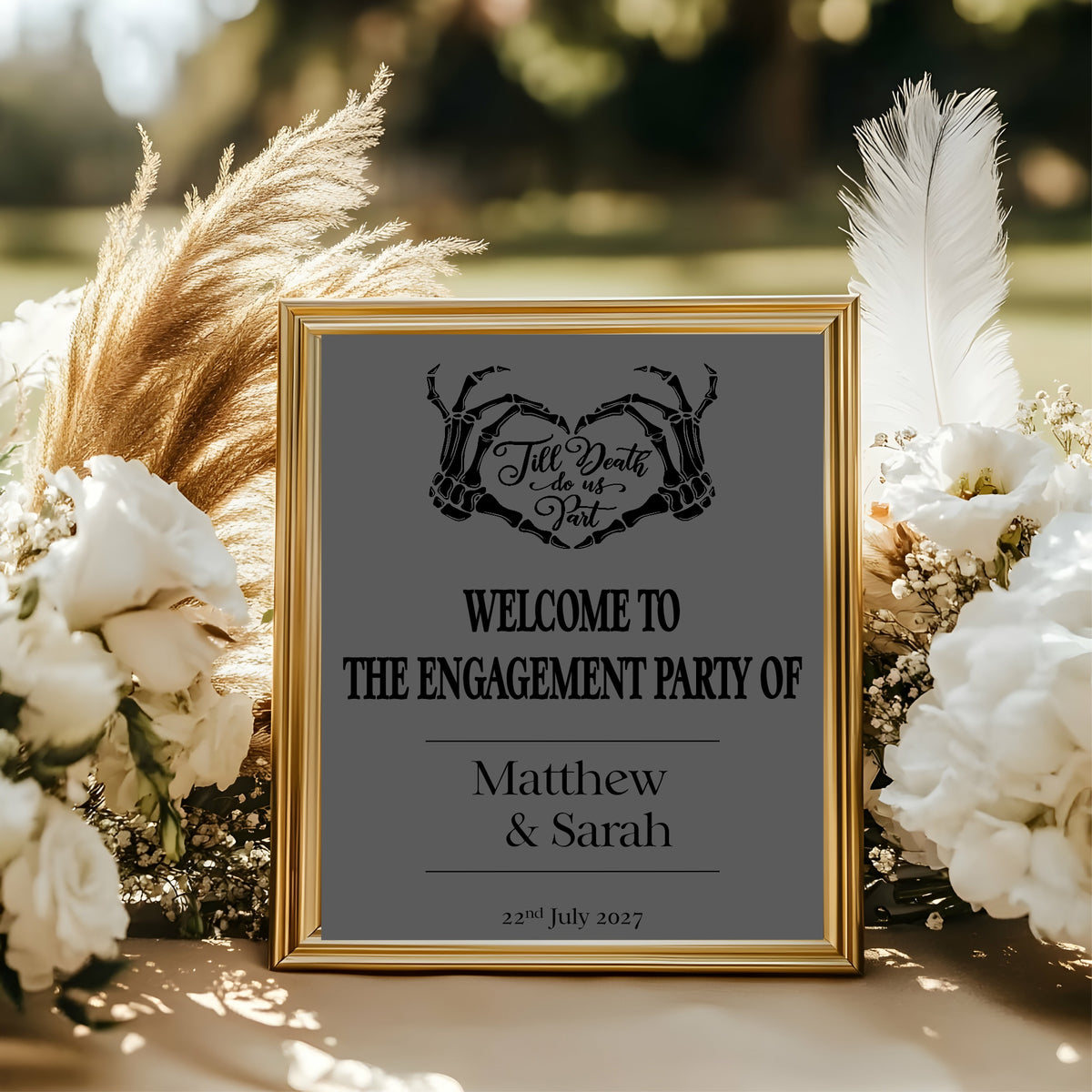 The Lovers Tarot Personalised Engagement Welcome Sign | Beige, White or Charcoal