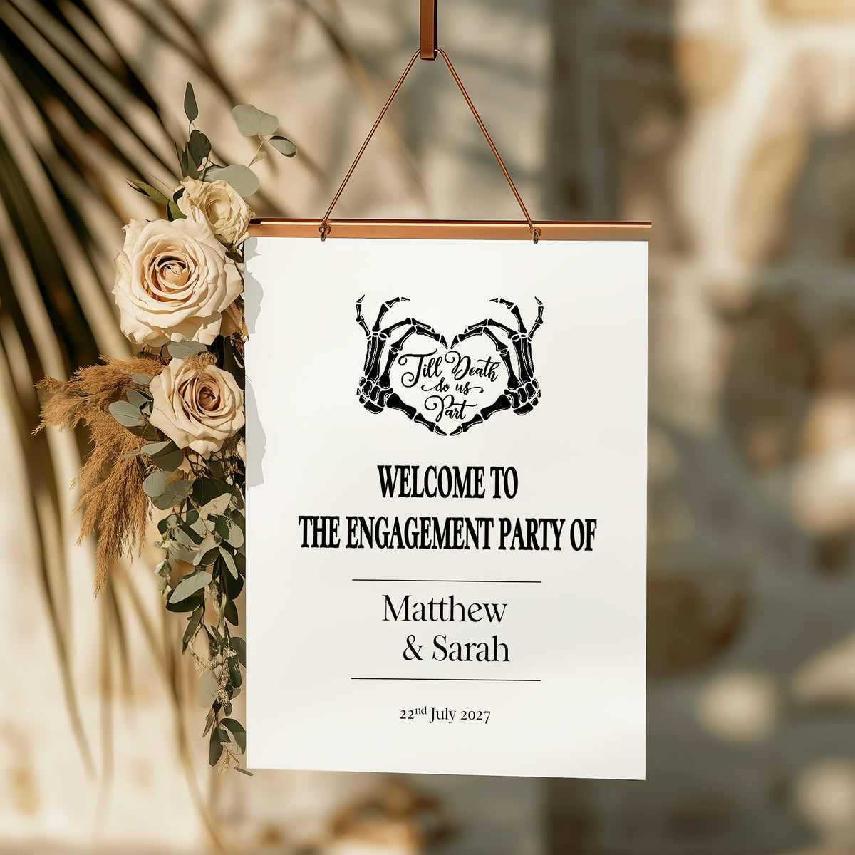The Lovers Tarot Personalised Engagement Welcome Sign | Beige, White or Charcoal