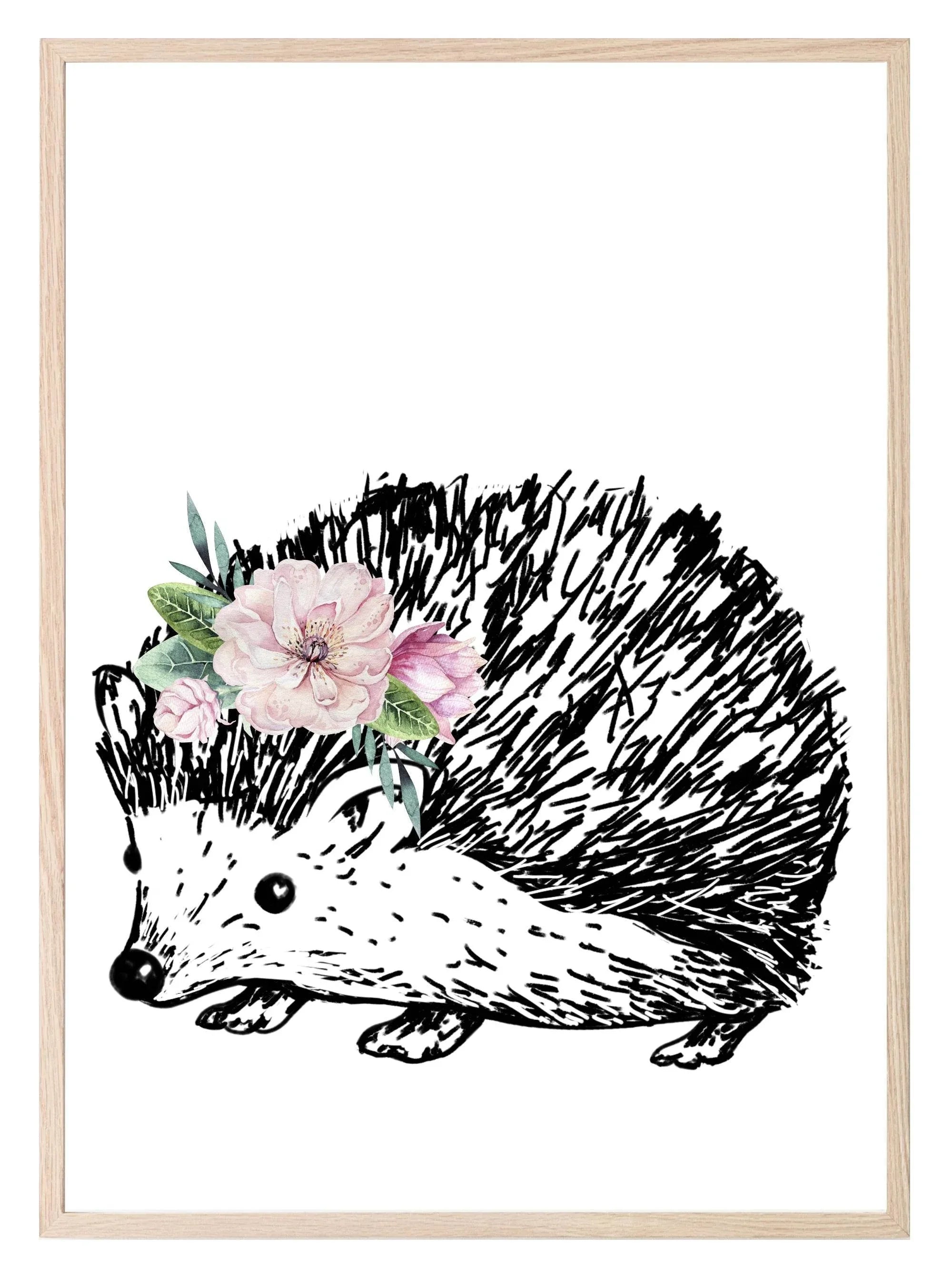 Woodland Animals Floral Crown (Or Without) Prints | Kids Wall Art - Larosier Prints
